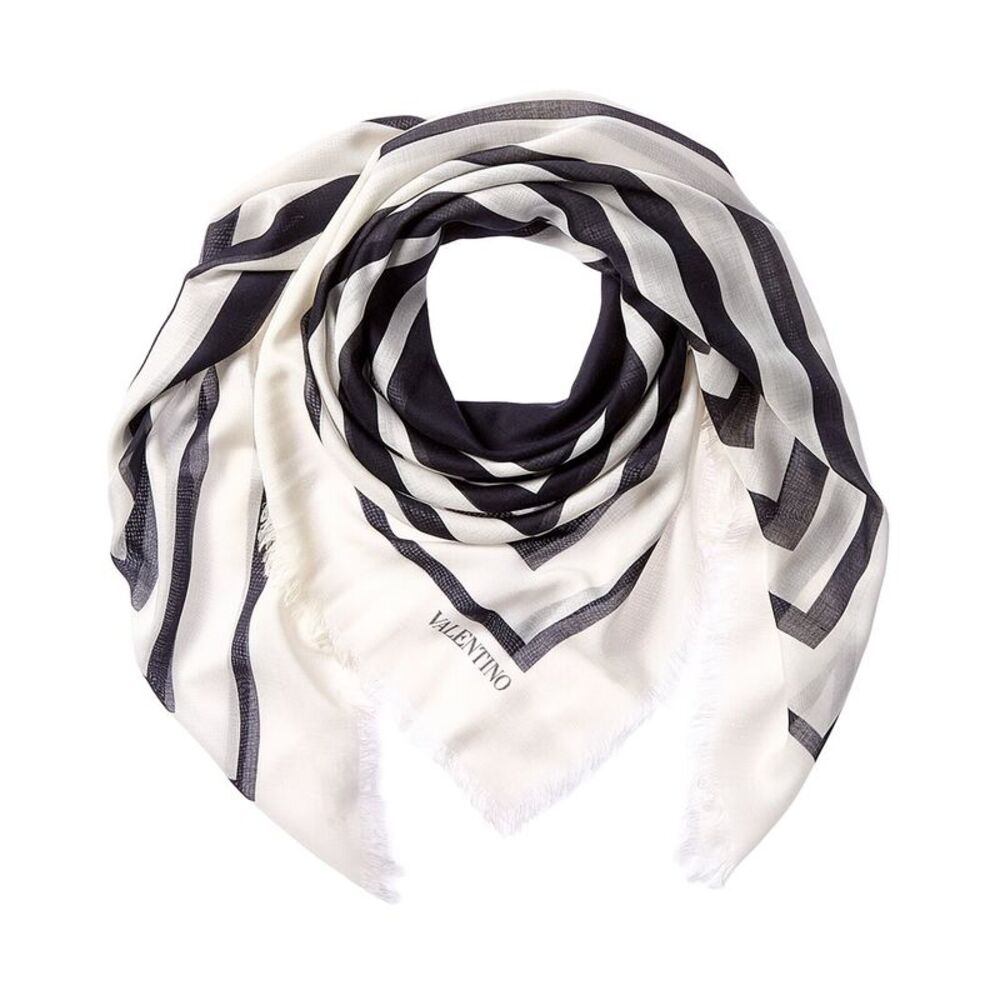 Valentino Cashmere & Silk-Blend Scarf, Blue